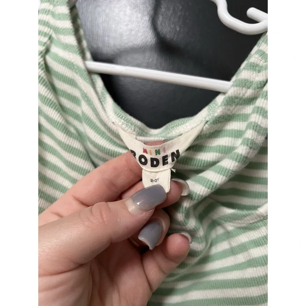 Mini Boden Girls Size 2-3Y Jersey Tulle Green Striped Dress